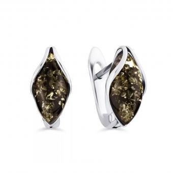 Серьги из серебра 925 пробы с янтарем "Морской бриз"