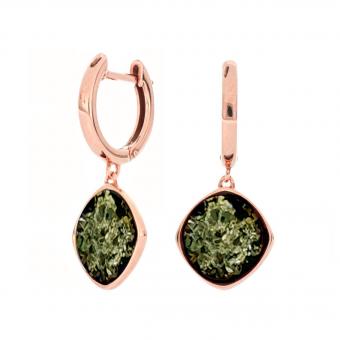 Promotion 1+1=3: Jewelry set made of gold-plated 925 silver with round green amber stones