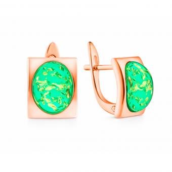 Позолоченный ювелирный комплект из серебра 925 пробы с овальным янтарем в квадрате