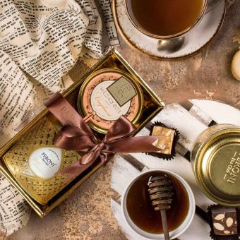 Peroni Honig-Soufflé Set "Goldene Teestunde" Mango-Passionsfrucht 250g + Masalatee 70g