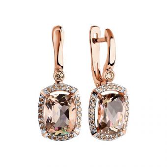 Sokolov Ohrhänger aus 585 Rotgold mit Topas Swarovski und Zirkonia