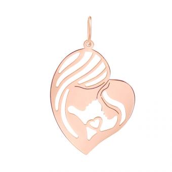 Pendant heart mother daughter in 585 red gold
