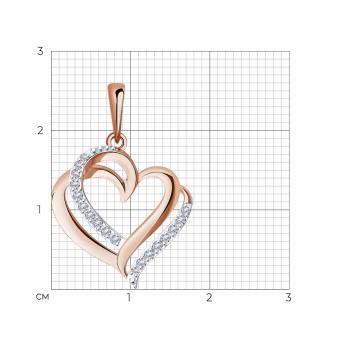 Sokolov Подвеска в форме сердца из красного золота 585 пробы с фианитами
