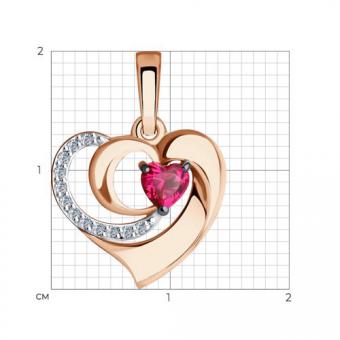 Sokolov Anhänger Herz aus 585 Rotgold mit Rubin und Zirkonia