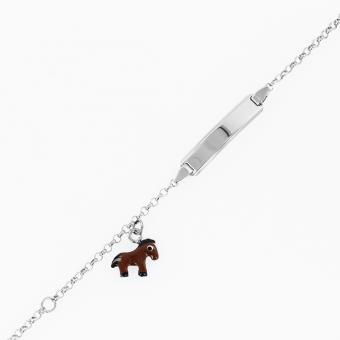 Cute children's bracelet made of 925 silver with horse pendant, width approx. 2-5 mm
