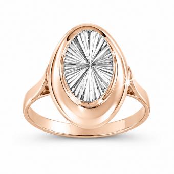 Ausdrucksstarker Retro-Damenring aus Rotgold 585 mit diamantiertem Mittelteil