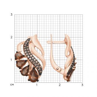 Sokolov Ohrringe aus 925 vergoldetem Silber mit Rauchtopas und Zirkonia