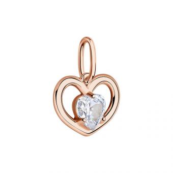 Sokolov heart pendant in 925 silver with zirconia + gold plated silver chain