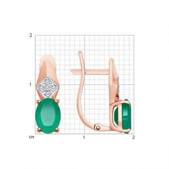 Sokolov Серьги из красного золота 585 пробы с зелёными агатами и фианитами