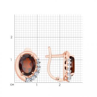 Sokolov Золотые серьги с гранатом и фианитами 585 пробы 