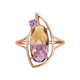 Sokolov ladies' ring in 585 rose gold with an amethyst and sitall