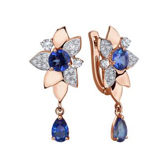 Sokolov Серьги из золота 585 пробы с топазами и фианитами