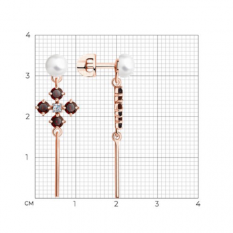 Sokolov Серьги из золота с жемчугом, гранатами и фианитами