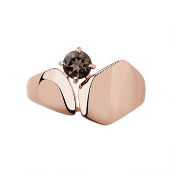Sokolov ladies ring gold plated 925 silver with one smoky topaz