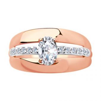 Sokolov Кольцо из серебра 925 пробы с позолотой и фианитами