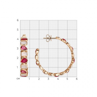 Sokolov hoop earrings in 925 silver gold-plated with tourmaline, quartz and jade