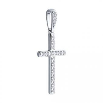 Серебряный крестик 925 пробы с фианитами