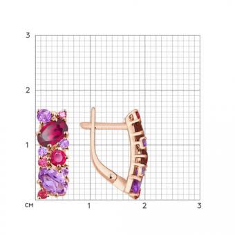 Sokolov Серьги из красного золота 585 пробы с малиновыми родолитами и аметистами
