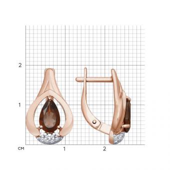 Sokolov Ohrringe vergoldet aus 925 Silber mit Rauchtopas und Zirkonia