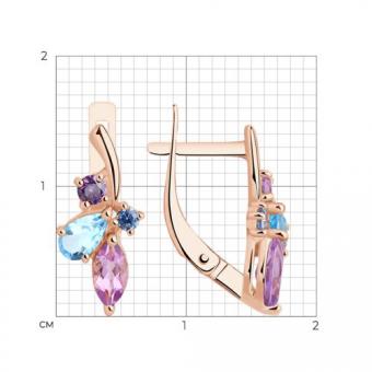 Sokolov Ohrringe aus 585 Rotgold mit Topas, Amethyst und Zirkonia