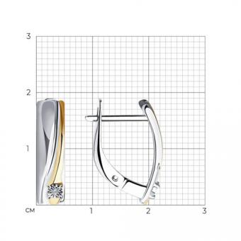 Sokolov Серьги из серебра 925 пробы с позолотой и бриллиантами
