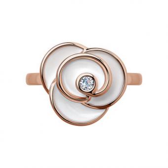 Sokolov Кольцо из позолоченного серебра 925 пробы с фианитом и эмалью