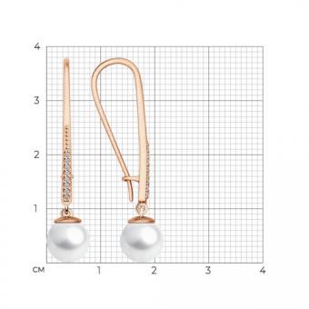 Sokolov Серьги из позолоченного серебра 925 пробы с жемчугом и фианитами