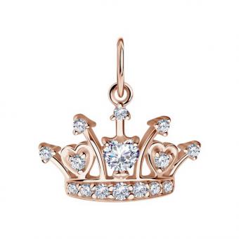 Sokolov set in gold plated 925 silver: pendant crown with zirconia + necklace