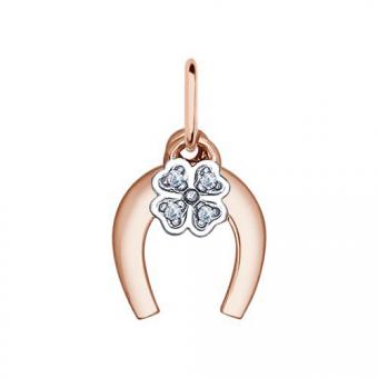 Sokolov set of gold plated 925 silver: pendant horseshoe with lucky leaf + chain