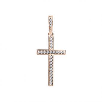 Sokolov set in gold plated 925 silver: cross pendant with zirconia + anchor chain