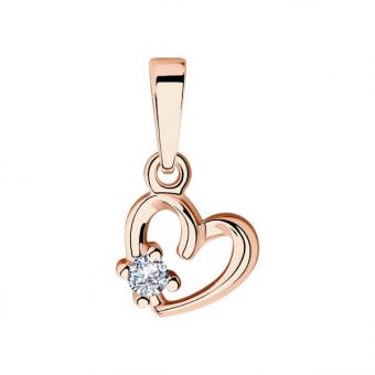 Sokolov set in gold plated 925 silver: heart pendant with zirconia + necklace