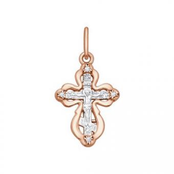 Sokolov Set: anchor chain + cross pendant in gold plated 925 silver with cubic zirconia