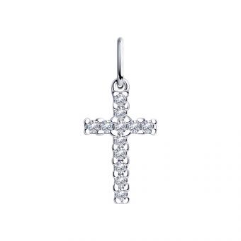 Sokolov Set: Silver 925 Cross Pendant with Zirconia + 925 Silver Anchor Chain