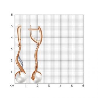 Sokolov Серьги из золочёного серебра 925 пробы с жемчугом и фианитами