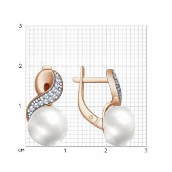 Sokolov Серьги из золочёного серебра 925 пробы с жемчугом и фианитами