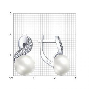 Sokolov Серьги из серебра 925 пробы с жемчугом и фианитами