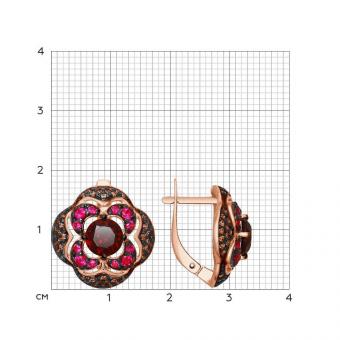 Sokolov Ohrringe aus 925 Silber vergoldet mit Granat und Zirkonia