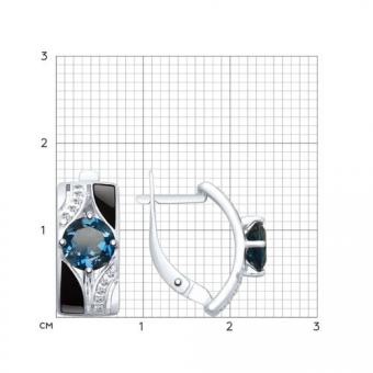 Sokolov Серьги из серебра 925 пробы с синими топазами, фианитами и эмалью