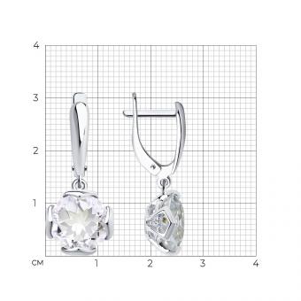 Sokolov Серьги из серебра 925 пробы с горным хрусталём и фианитами