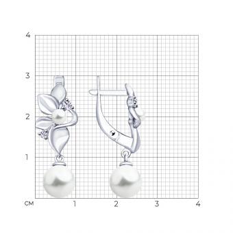 Sokolov Серьги из серебра 925 пробы с жемчугом и фианитами