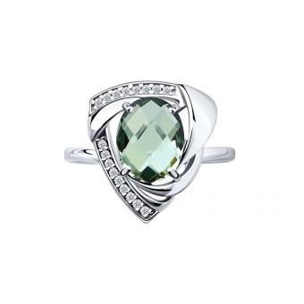 Sokolov Кольцо из серебра 925 пробы с кварцем и фианитами