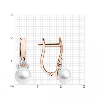Sokolov Серьги из красного золота 585 пробы с жемчугом и фианитами