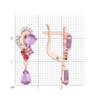 Sokolov Серьги из красного золота 585 пробы с миксом камней