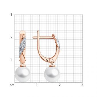 Sokolov Серьги из красного золота 585 пробы с жемчугом и фианитами