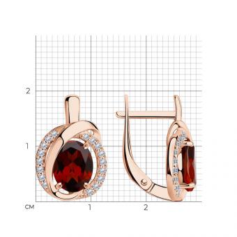 Sokolov Серьги из позолоченного серебра 925 пробы с гранатами и фианитами
