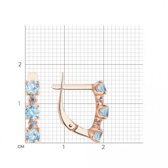Sokolov earrings in 585 rose gold with blue topaz and cubic zirconia