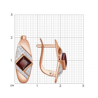 Sokolov Серьги из красного золота 585 пробы с гранатами и фианитами