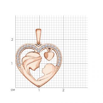 Sokolov Подвеска-сердце мать и дитя из позолоченного серебра 925 пробы с фианитами