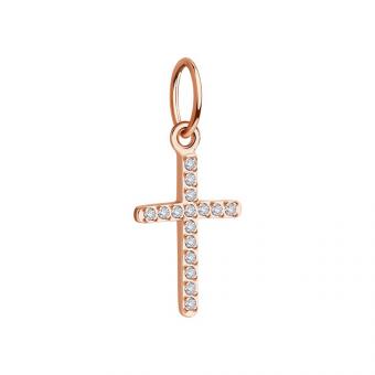 Sokolov Подвеска-крест из красного золота 585 пробы с фианитами