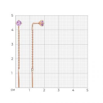 Sokolov Серьги-протяжки из красного золота 585 пробы с аметистами